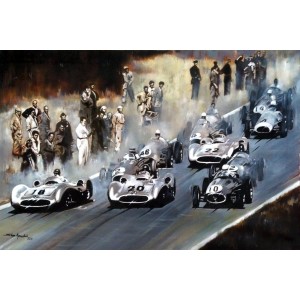 Shan Amrohvi, Oil on Canvas, 24 x 36 inch, Vintage Car painting, AC-SA-061